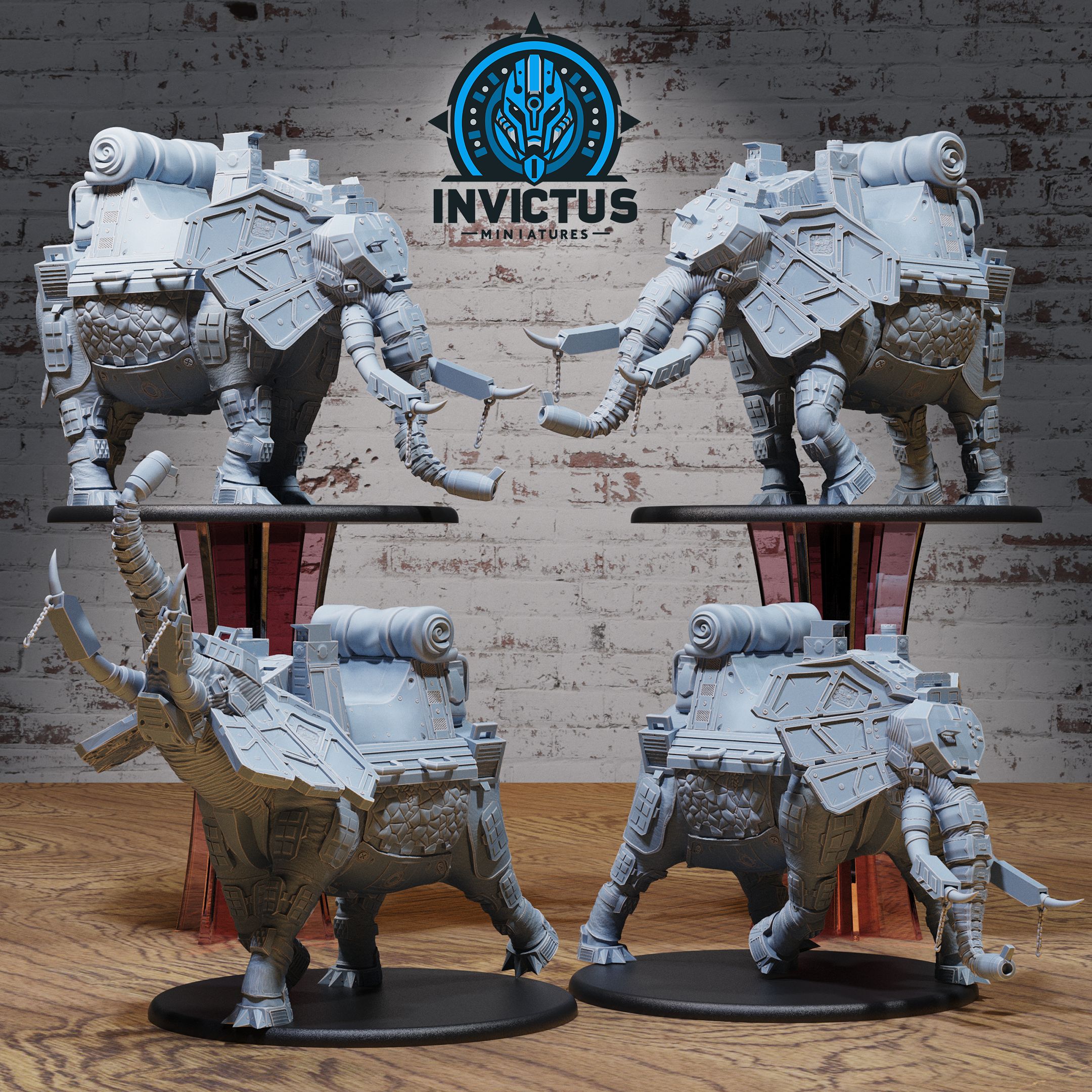 Borg Elephant Set / Tusked Battle Machine / Mecha Steel Construct / Cyber Mammalia / Steampunk Infantry Monster / Invasion Beast Army / Cyberpunk Steam Technology / Sci-Fi Encounter